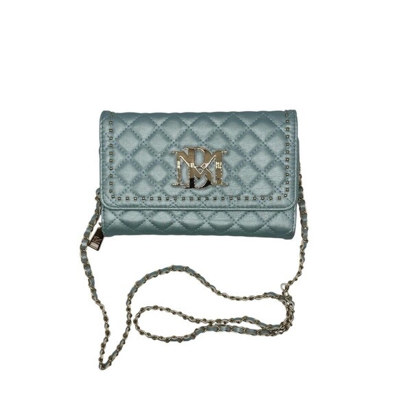 Bradley Mishka‎ Crossbody Blue Metal Quilted Handbag Good Hardware - Picture 1 of 4